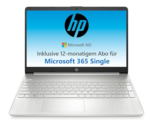 HP Laptop | 15,6' FHD Display | Intel Celeron N4500 | 4 GB DDR4 RAM | 128 GB SSD | Intel UHD Graphics | Windows 11 Home im S-Modus | QWERTZ Tastatur | Silber | inkl. Microsoft Office 365 Single