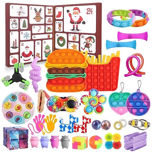 Fidget Toys Adventskalender 2024 Fidget Weihnachten Countdown Kalender Mit 24 Pcs Überraschungen Von Sensorischen Fidget Toys Geeignet Für Kinder, Jungen, Mädchen, Weihnachtsfeier Geschenke